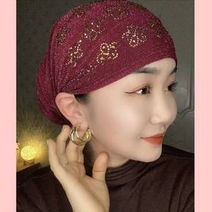 Casquette Diamantée Design Fleur de Prunier 2022, Chapeau du Xinjiang, Nouveau Foulard Musulman, Hijab Facile, Casquette à Double Élastique - Product Image 3