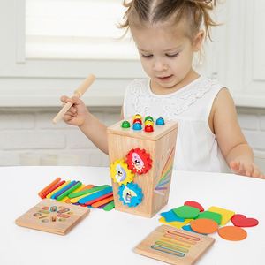 Juguete Montessori para Niños y Niñas, Juego Sensorial Divertido, Actividades de Aprendizaje Preescolar, Juego 4 en 1 de Clasificación de Colores de Madera - Product Image 2