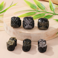 Perles d'espacement sculptées en obsidienne dorée naturelle et en obsidienne argentée, Lion Pixiu éveillé, accessoires pour bijoux DIY, pendentif unisexe pour enfants
