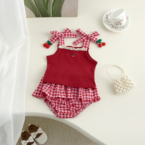 Conjunto de <span class=keywords><strong>Ropa</strong></span> de Verano para Bebés Niñas Angou, Mono Informal de Algodón con Cierre de Botones, Pantalones Triangulares Lisos para Niños, <span class=keywords><strong>Ropa</strong></span> Dulce para Bebés - Product Image 5