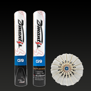 Volani da badminton Dmantis G9 all'ingrosso per allenamento, resistenti e stabili, in piuma d'oca con base in sughero naturale - Product Image 1