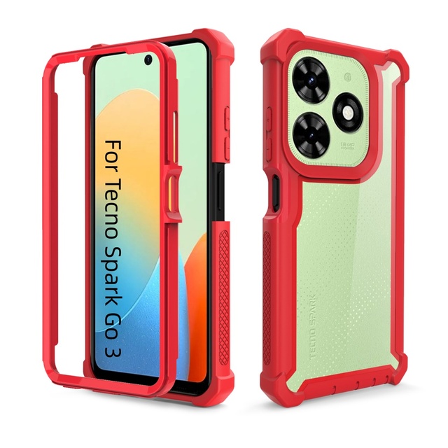 Popular Heavy Duty Rugged Phone Cover for Tecno Spark Go 3 2 1 Transparent 360 Hard Acrylic High Quality Shockproof Phone Case