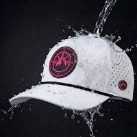 Gorra de Béisbol Personalizada de 5 Paneles, Impermeable, con Parche Bordado con Logotipo, Gorra de Golf con Orificios Cortados con Láser y Soporte para Tees, Gorra de Golf Perforada