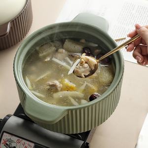 Olla de Sopa Moderna de Cerámica Esmaltada para Estufa de Gas, Diseño Sostenible, Asas Dobles con Tapa - Product Image 3