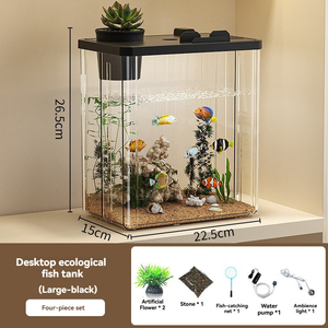 Прямые продажи от производителя, Прозрачный Акриловый Аквариум высокой четкости, небольшой прочный, не падающий, с крышкой для рыб - Product Image 6