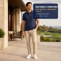 Polo pour homme en piqué mercerisé extensible, manches courtes, antibactérien 5A, toucher frais, col contrastant, personnalisable OEM, vente en gros
