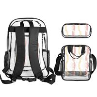 Sac à dos transparent en PVC personnalisé Maile et Mokihana Lei, sac à déjeuner, trousse à crayons, ensemble trois pièces, impression à la demande, pique-nique en plein air
