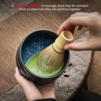 Ensemble de bols à thé matcha Chawan en porcelaine, écologique, résistant à la chaleur, 2 pièces, bleu, avec support pour fouet, pour logo OEM, vente en gros