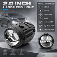 Projecteur de feux antibrouillard LED à faisceau laser pour Toyota Fortuner 2020+, lentille tricolore de 2 pouces avec support pour la rénovation des phares avant