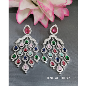 Classic Teardrop Stone Studded American <b>Diamond</b> <b>Earrings</b> Premium Cubic Zirconia Statement <b>Earrings</b> for Women Bridal Wedding - Product Image 4