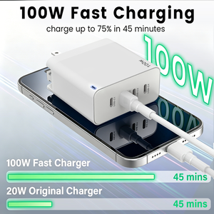 อะแดปเตอร์ชาร์จไฟ SChitec 100W USB-C แบบติดผนัง 4 พอร์ต Type-C PD3.1 ชาร์จเร็ว Gan สำหรับแล็ปท็อปและอุปกรณ์อื่นๆ - Product Image 5