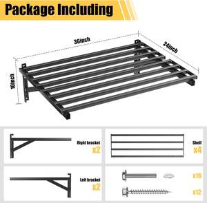 Étagères murales de garage robustes, étagères de rangement murales, capacité de 800 livres, lot de 2, noir - Product Image 2