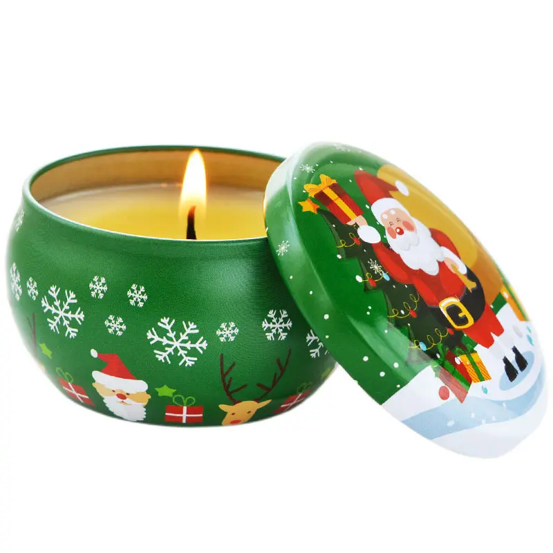 Christmas Gifts Scented Candle Plant Essential Oil Nat Soy Wax Fragrance Light Luxury Cartoon Circle Tin Box Women Gift For Mon