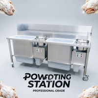 Vente en gros Table à paner électrique pour poulet frit en acier inoxydable Double table à paner réfrigérée pour poulet