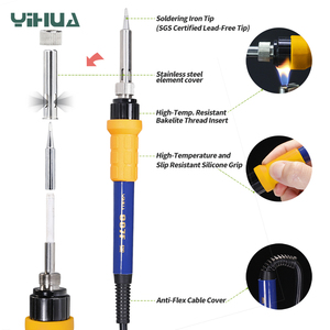 Soldador eléctrico YIHUA 907F de 60W con mango azul, herramientas de reparación W205 - Product Image 1