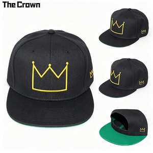 Custom Logo 6 Panel Structured <b>Flat</b> Brim Cap Wholesale Bulk 3D Puff Embroidery <b>Hat</b> With Green Undervisor Manufacturer - Product Image 3