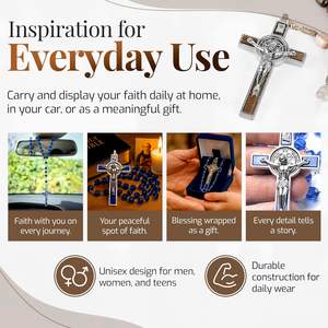 Chapelet catholique fait main pour unisexe, perles en bois lisses avec crucifix détaillé pour la <span class=keywords><strong>prière</strong></span>, première <span class=keywords><strong>communion</strong></span>, baptême, confirmation - Product Image 5