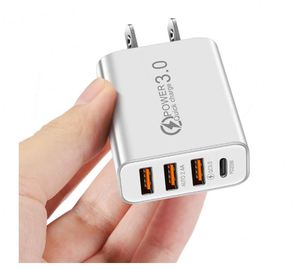 2A 3USB+PD Type-C QC3.0 18W PC Fireproof Material Cell Phone Charger Multi-Port Travel Charging Head Convenient Wholesale - Product Image 6