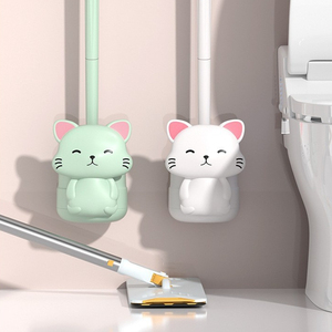 FF5663 Kit de <span class=keywords><strong>brosse</strong></span> de nettoyage pour toilettes en silicone avec support, motif <span class=keywords><strong>chat</strong></span> de dessin animé, pour la maison - Product Image 6