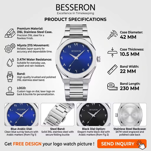 Reloj de Cuarzo para Hombre de Alta Calidad, Diseño Clásico de Lujo, Correa de Acero Inoxidable con Diseño de Cocodrilo, Esfera de Cristal, Cronógrafo, Estilo Ejecutivo - Product Image 3