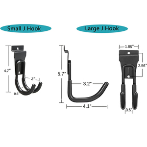 JH-<span class=keywords><strong>Slatwall</strong></span> 용 Mech 차고 후크 멀티 사이즈 블랙 파우더 코팅 스틸 슬레이트 월 디스플레이 후크 - Product Image 2