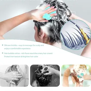 Özel LOGO şampuan fırça silikon Pet saç temizleyici fırça pembe yeşil saç saç büyüme için baş masaj aleti fırça