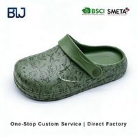 Zuecos EVA Ligeros Antideslizantes para Niños, Diseño Personalizado OEM, Estampado de Dinosaurio T-Rex, Verde Oliva, Verano, Dibujos Animados, para Exteriores