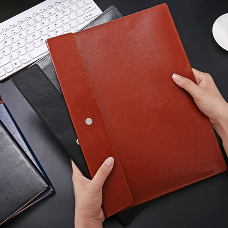 Hot-Selling Leather Paper Document Holder Waterproof Envelope File Pockets Portable A4 Document Pouch Bag for Office
