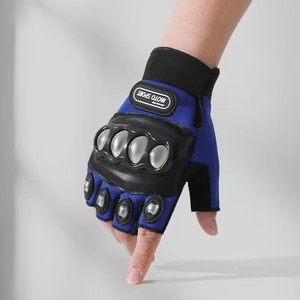 Gants d'équitation de <span class=keywords><strong>moto</strong></span> <span class=keywords><strong>demi</strong></span>-doigt personnalisés de motard de course sans doigts respirants pour hommes - Product Image 2