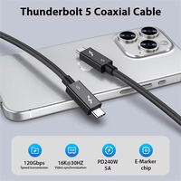 PD 240W Tipo C Thunderbolt5 Cable de carga rápida 80gbps USB C Cable de transmisión de alta velocidad HD 16K Cable de video de función completa