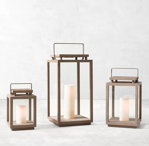 Lanterna portacandele in teak accessorio <span class=keywords><strong>da</strong></span> giardino per interni all'aperto alla moda con vetro - Product Image 3