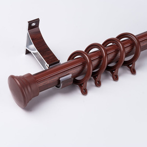 Wholesale Promotion Tension Aluminium Alloy Double <b>Bracket</b> Wood Finial <b>Shower</b> Curtain Rod for Bathroom - Product Image 5