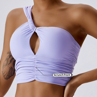 MIQI – soutien-gorge de sport, Design de vêtements, une épaule, Scrunch Yoga, hauts d'entraînement, Gym, femmes, vêtements de sport, une épaule