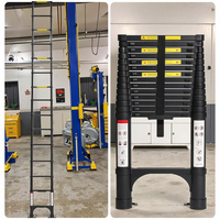 Échelle télescopique en aluminium de 14,5 pieds, légère, multi-usages, pliable, avec 2 stabilisateurs triangulaires