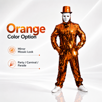 Traje de espejo facetado de dos piezas con sombrero y máscara para actuaciones en escenario, discoteca, fiestas, espectáculos, guantes y accesorios.