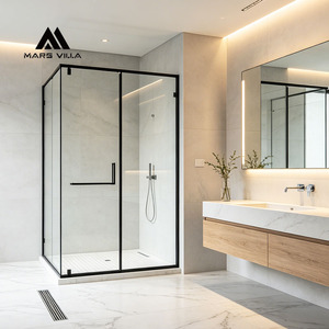 Mars Villa SGCC OEM: Cómo instalar puertas batientes de vidrio sin marco, puertas pivotantes modernas para baño, puerta de ducha pivotante. - Product Image 4