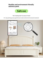 Lit double en bois massif de style américain moderne et minimaliste de 1,8 m, blanc, lit de princesse pour enfants de 1,35 m, style crème, chambre à coucher pour filles avec espace de rangement