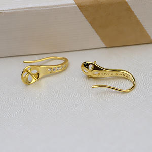 S925 Silver Earhook Small Hat Personalized Female Earring Accessories Set Pearl Empty Tray Semi-finished <b>Findings</b> <b>Components</b> - Product Image 3