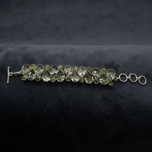Art Palace Women's Silver Plated Geometric <b>Beaded</b> <b>Bracelet</b> with Pear Cut Crystal Rhinestones Classic Gift Jewelry - Product Image 3