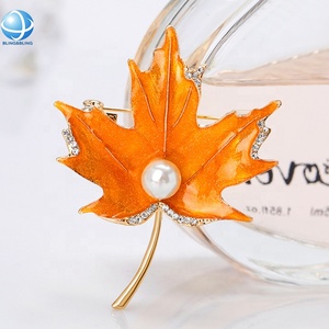 Handmade men ngọc trai dát <span class=keywords><strong>Maple</strong></span> Leaf Trâm kim loại hợp kim ve áo Pin cho unisex quần áo trang trí DIY phụ kiện trang sức quà tặng - Product Image 6