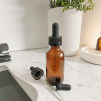 Capuchon compte-gouttes à l'épreuve des enfants 20-400 1ML ampoule plus grande pour sérums de soins de la peau liquides parfumés crèmes pour les yeux bouteilles en verre d'huile essentielle
