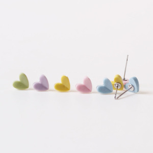 Boucles d'oreilles clous en céramique texturées en forme <span class=keywords><strong>de</strong></span> cœur, couleurs bonbon, style ethnique, petites, <span class=keywords><strong>pour</strong></span> étudiantes - Product Image 3