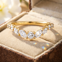 Cincin Kawin Perak Sterling 925 Grosir GRA VVS dengan Batu Moissanite Potongan Marquise, Perhiasan Moissanite