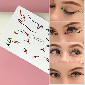 Autocollants Eyeliner 3D en relief, formes géométriques, auto-adhésifs, maquillage de scène, tatouage temporaire, design artistique pour les yeux FE3D003 - Product Image 1