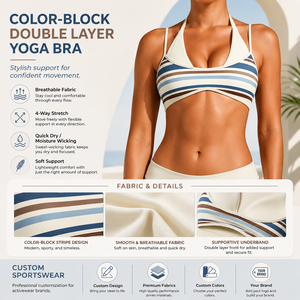 Reggiseno Sportivo a Doppio Strato 2 in 1 con Halter, Colori Contrastanti, per Yoga e Pilates, Elasticizzato in Quattro Direzioni, Top Bikini Personalizzabile - Product Image 1
