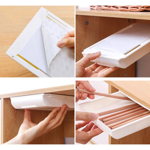Under <b>Desk</b> Drawer Storage Box Rectangle Solid Color Office Organizer for Student <b>Desk</b> Stationery Money Documents - Product Image 2