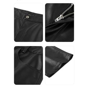 กางเกงหนังแฟชั่นใหม่สั่งทำขายส่งสำหรับผู้ชาย สไตล์มอเตอร์ไซค์ ทรงตรง ทรงหลวม กางเกงหนังผู้ชาย - Product Image 5