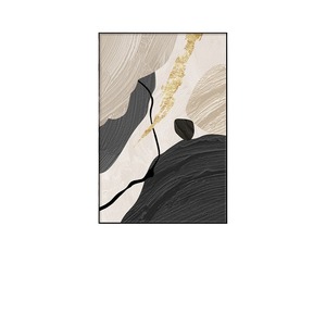 Cuadro Abstracto al Óleo sobre Lienzo con Marco Dorado, Rectangular, Moderno y Minimalista, Pintura Decorativa para Sala de Estar, Mural para Entrada - Product Image 3