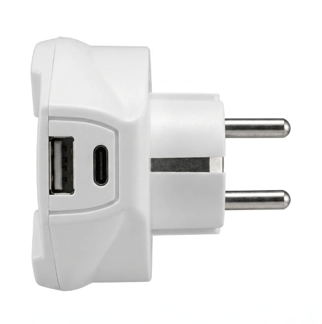 Compact EU to UK Adapter USB Type-A/C Charger 5V 2.4A Max 10A 250V AC/DC for Laptop & Camera
