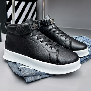 Sneaker Manufacturer <strong>Leather</strong> Sport <strong>Shoes</strong> Custom Flat Sneakers <strong>Black</strong> Casual <strong>Shoes</strong> Men - Product Image 1